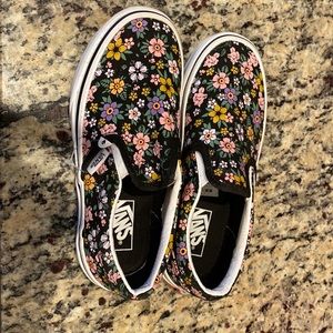 Vans-floral slip on sneakers. Brand new never worn. Comes without box